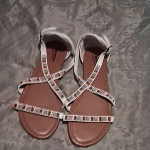 Arizona Jean Company White and Multicolor Strappy Sandals